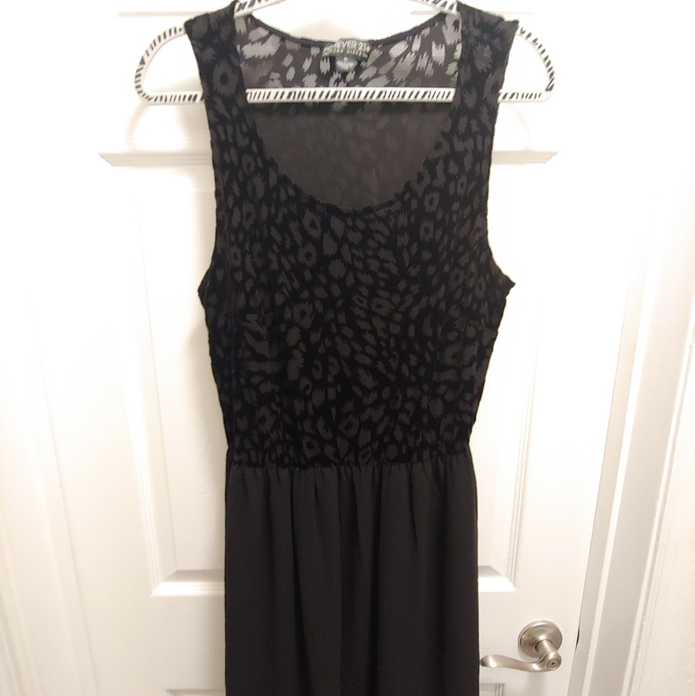 Forever 21 Black Leopard Velvet Dress